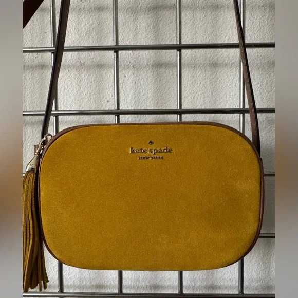 KATE SPADE Kourtney Suede Mustard Crossbody Bag - Picture 1 of 15